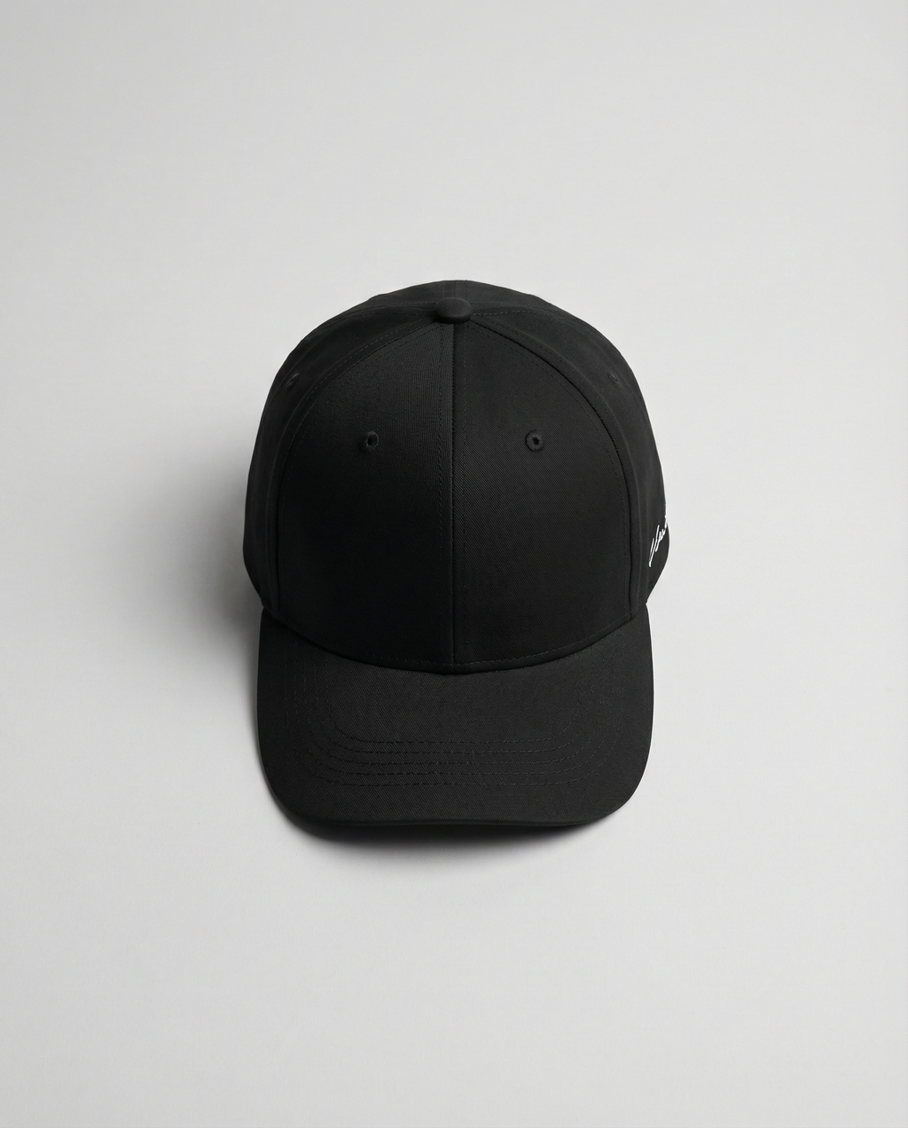 Handwritten Logo Nylon Baseball Cap in Black