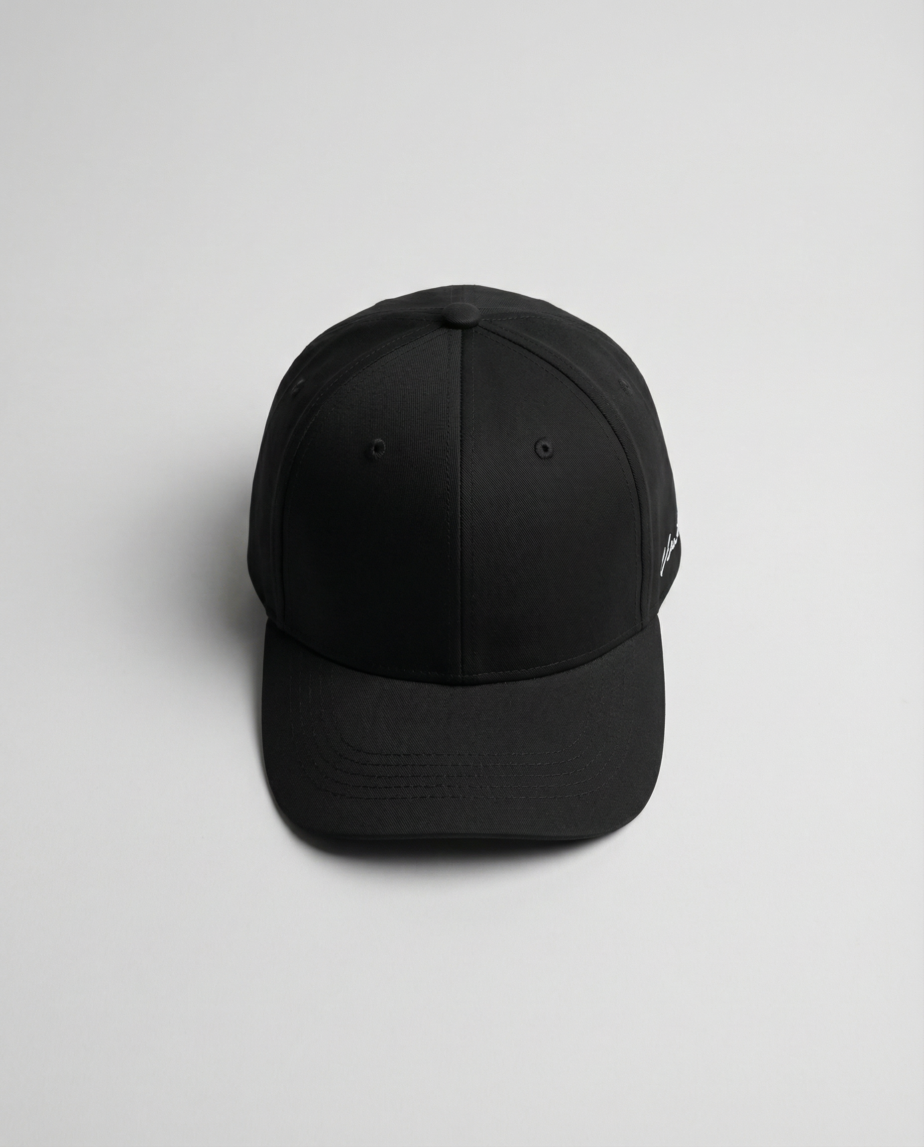 Handwritten Logo Nylon Baseball Cap in Black