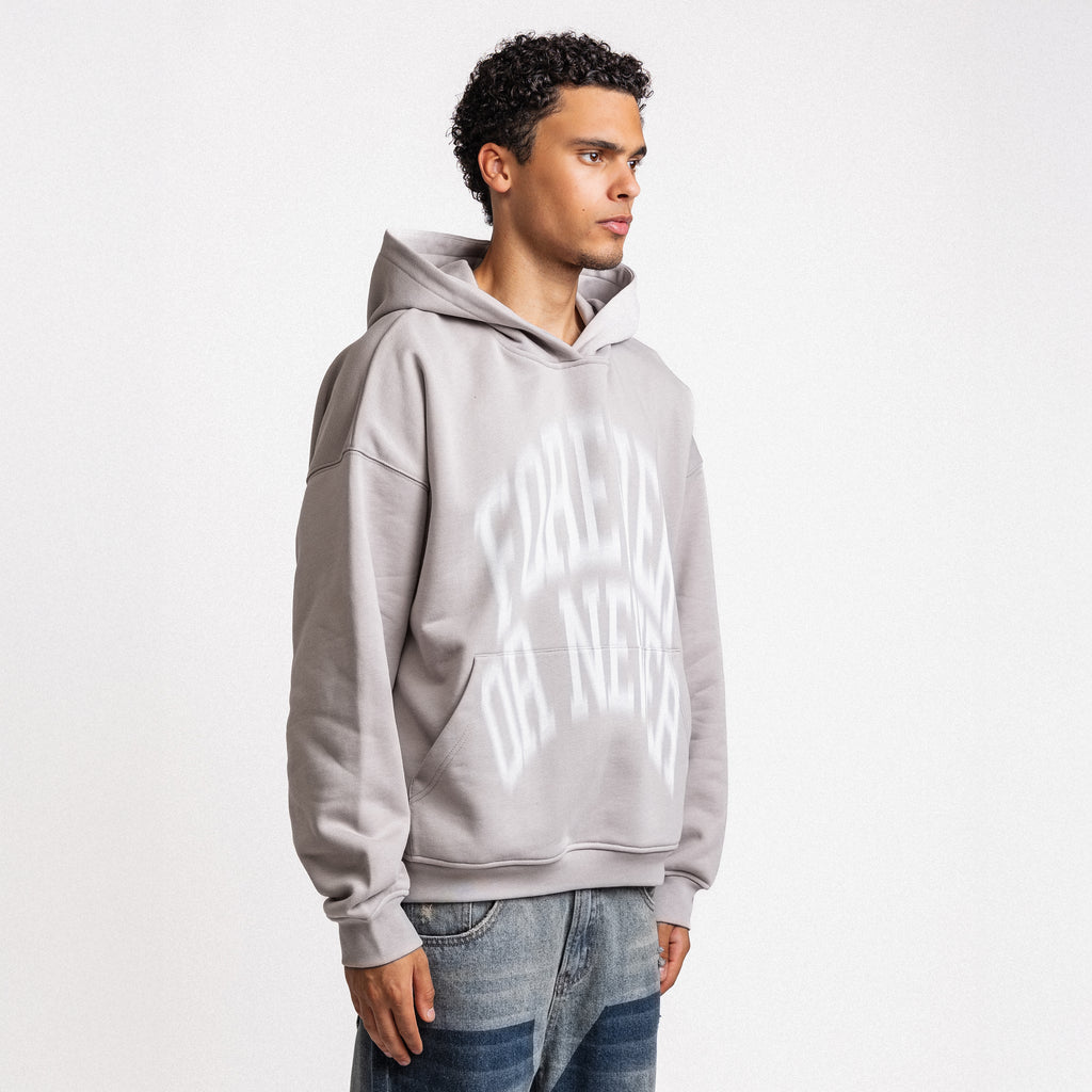 BLURRY FOREVER OR NEVER HOODIE GREY