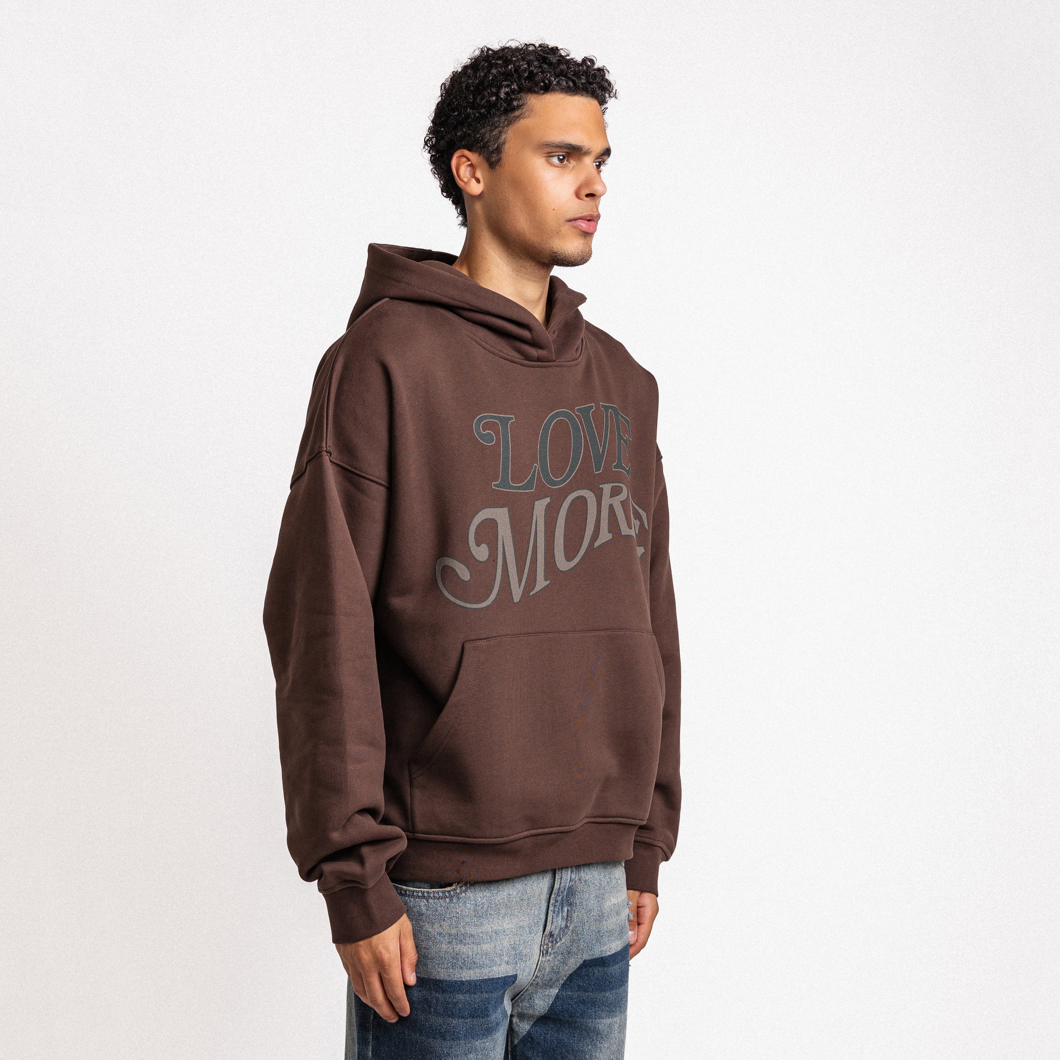 Love More Hoodie Dark Brown