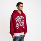BLURRY FOREVER OR NEVER ZIP-UP HOODIE BURGUNDY