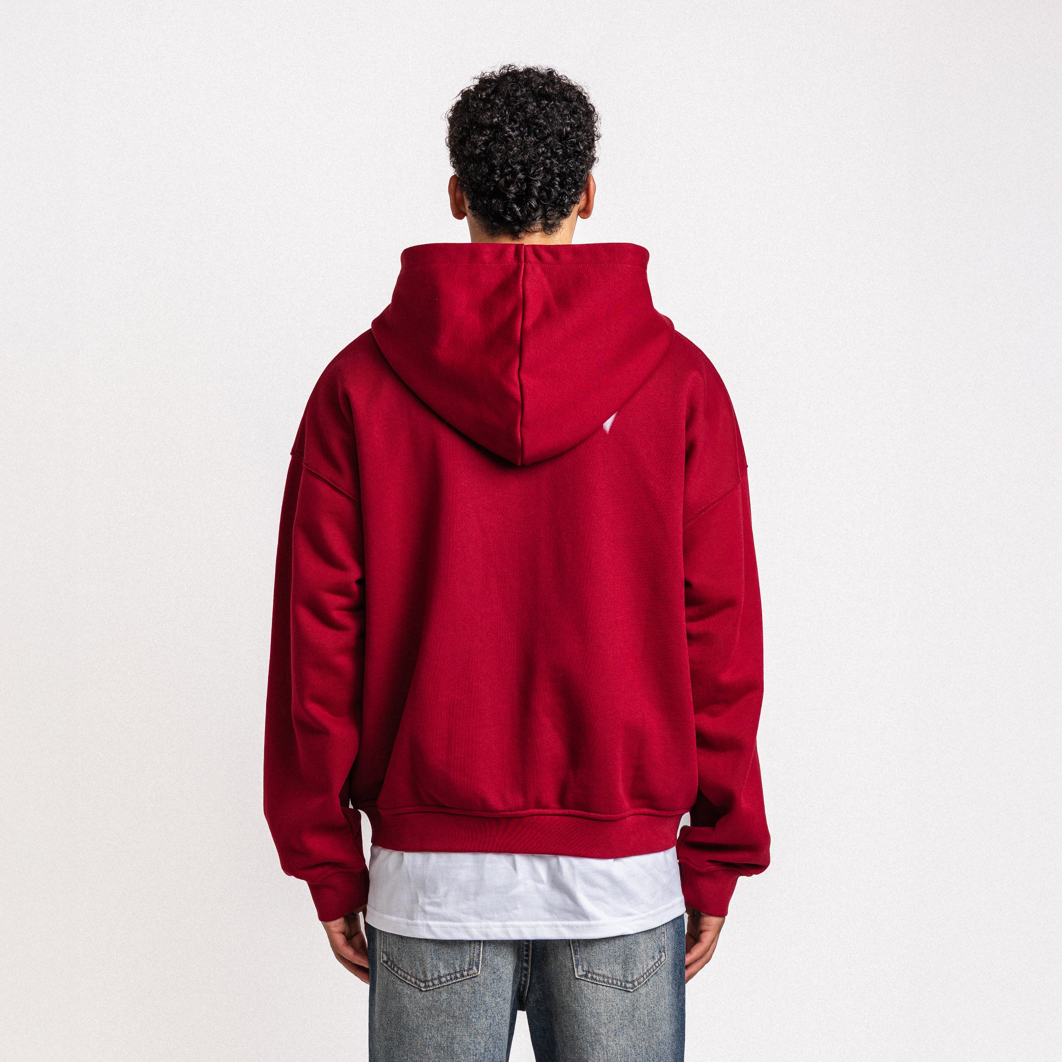 BLURRY FOREVER OR NEVER ZIP-UP HOODIE BURGUNDY