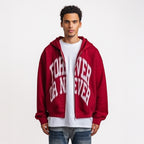 BLURRY FOREVER OR NEVER ZIP-UP HOODIE BURGUNDY