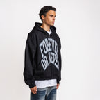 BLURRY FOREVER OR NEVER ZIP-UP HOODIE BLACK
