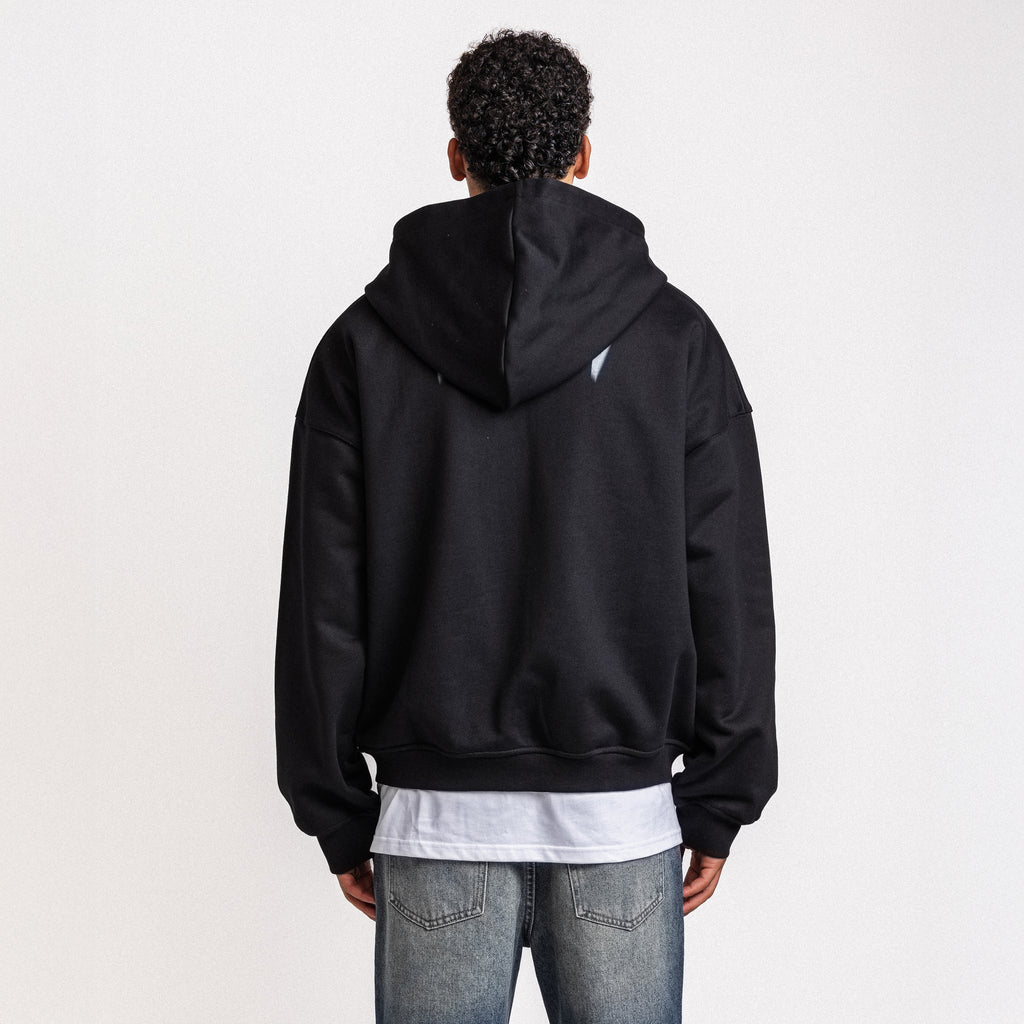 BLURRY FOREVER OR NEVER ZIP-UP HOODIE BLACK