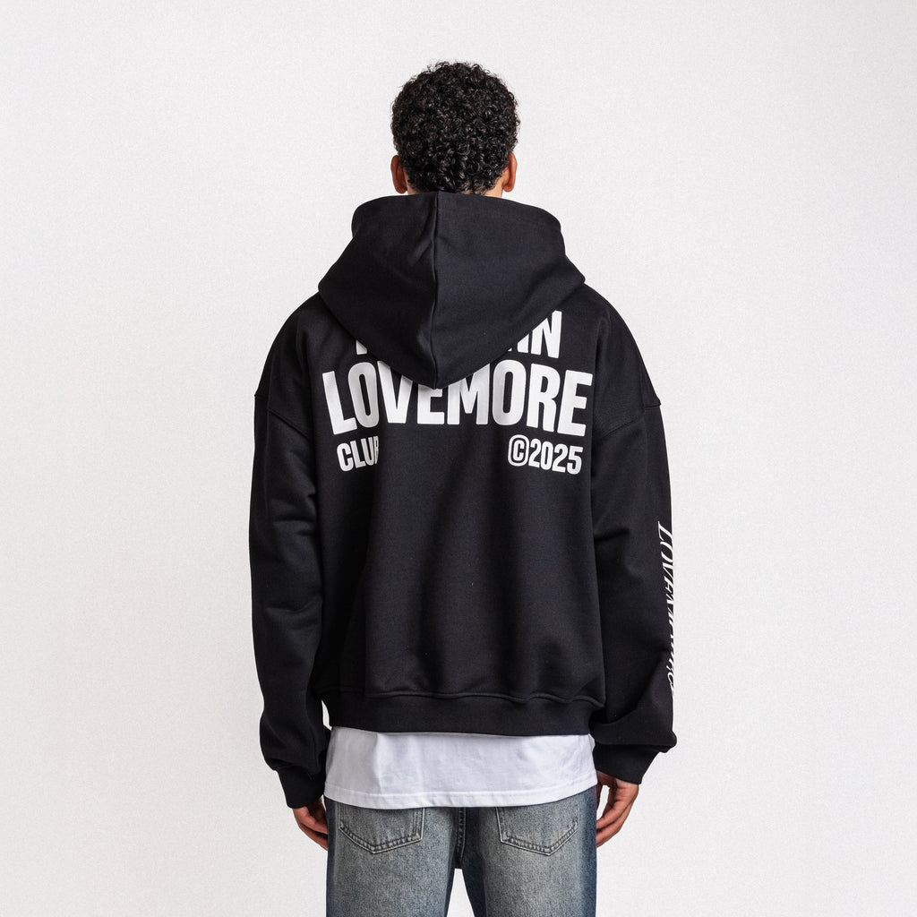 LOVE MORE CLUB  ZIP-UP HOODIE BLACK
