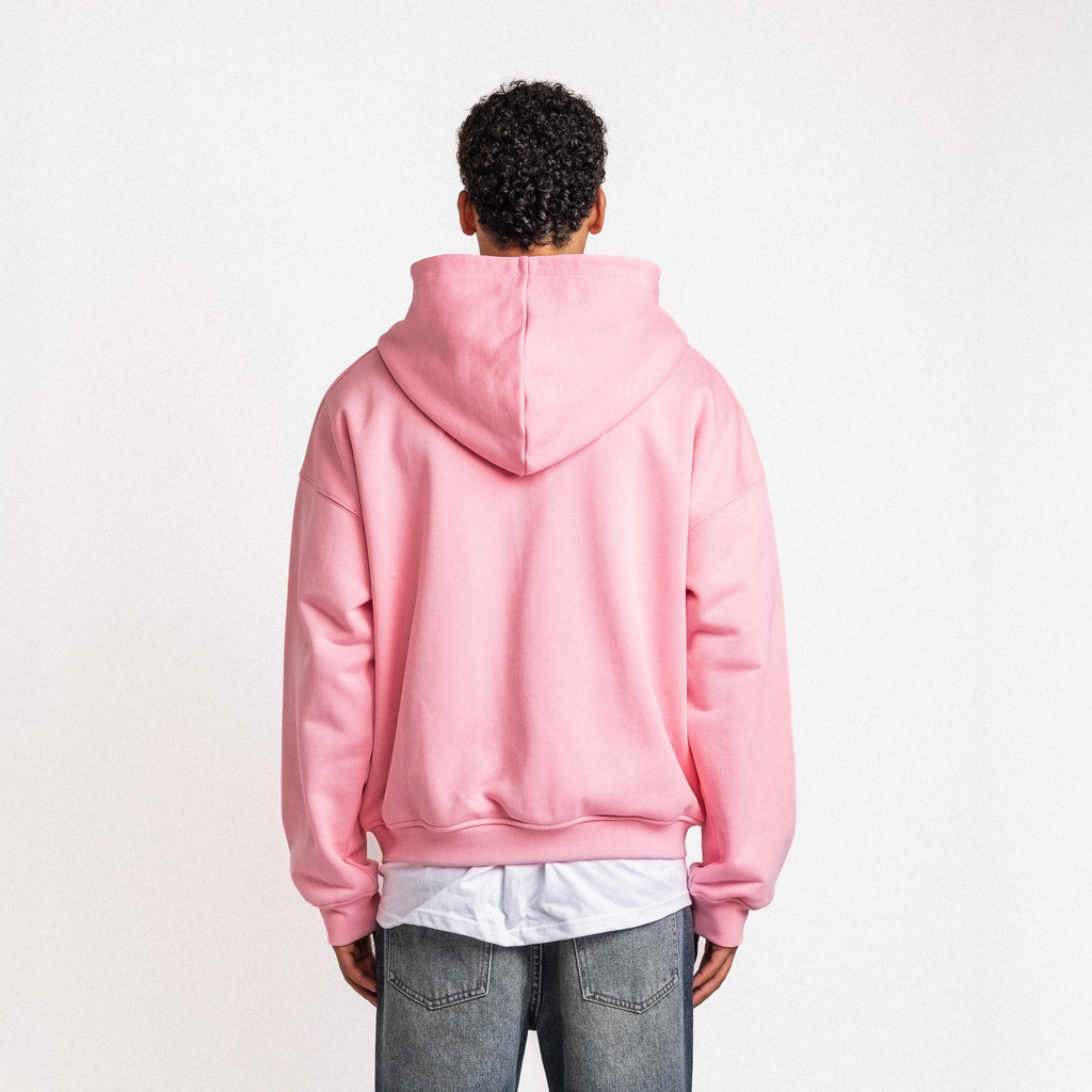 BLURRY FOREVER OR NEVER ZIP-UP HOODIE PINK