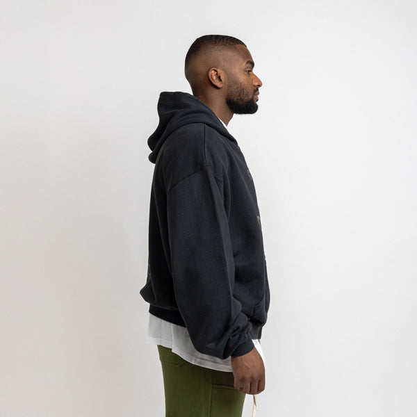 Love More zip-up hoodie vintage black