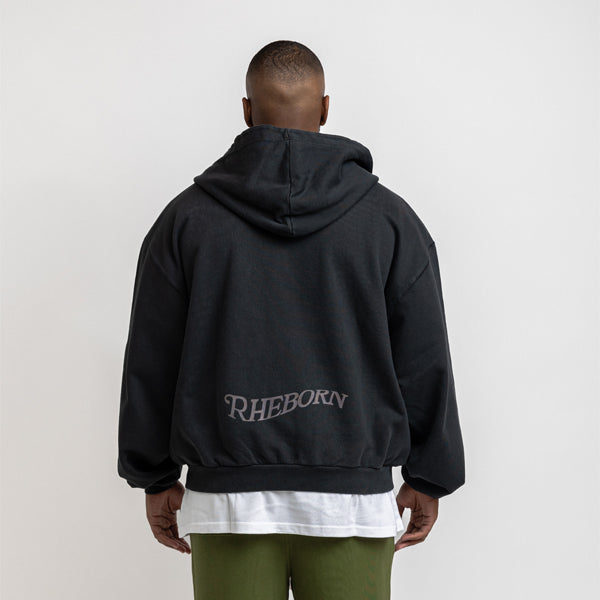 Love More zip-up hoodie vintage black