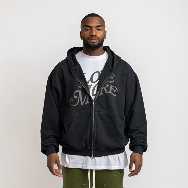 Love More zip-up hoodie vintage black