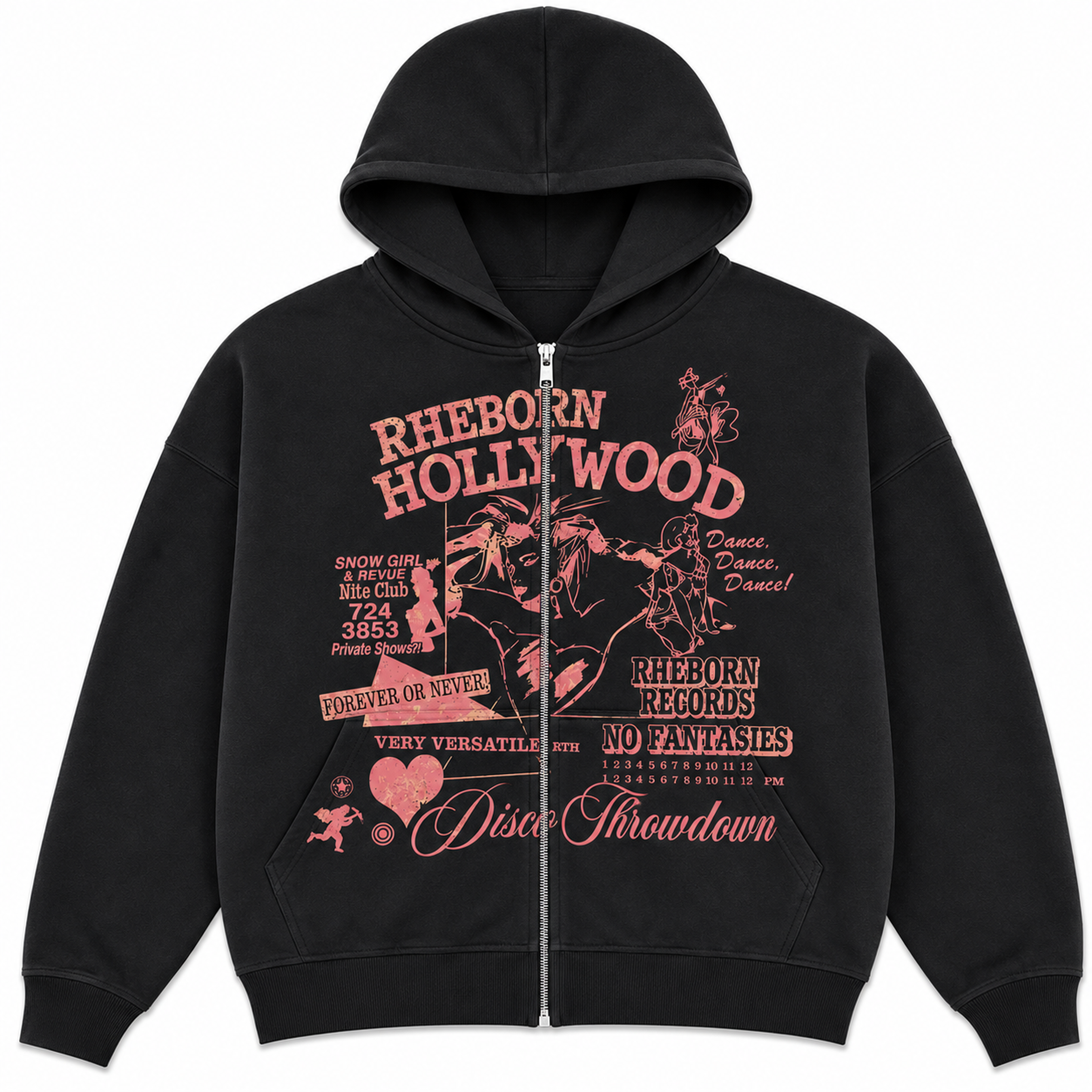 Hollywood Zip-Up Hoodie Black (PRE ORDER)