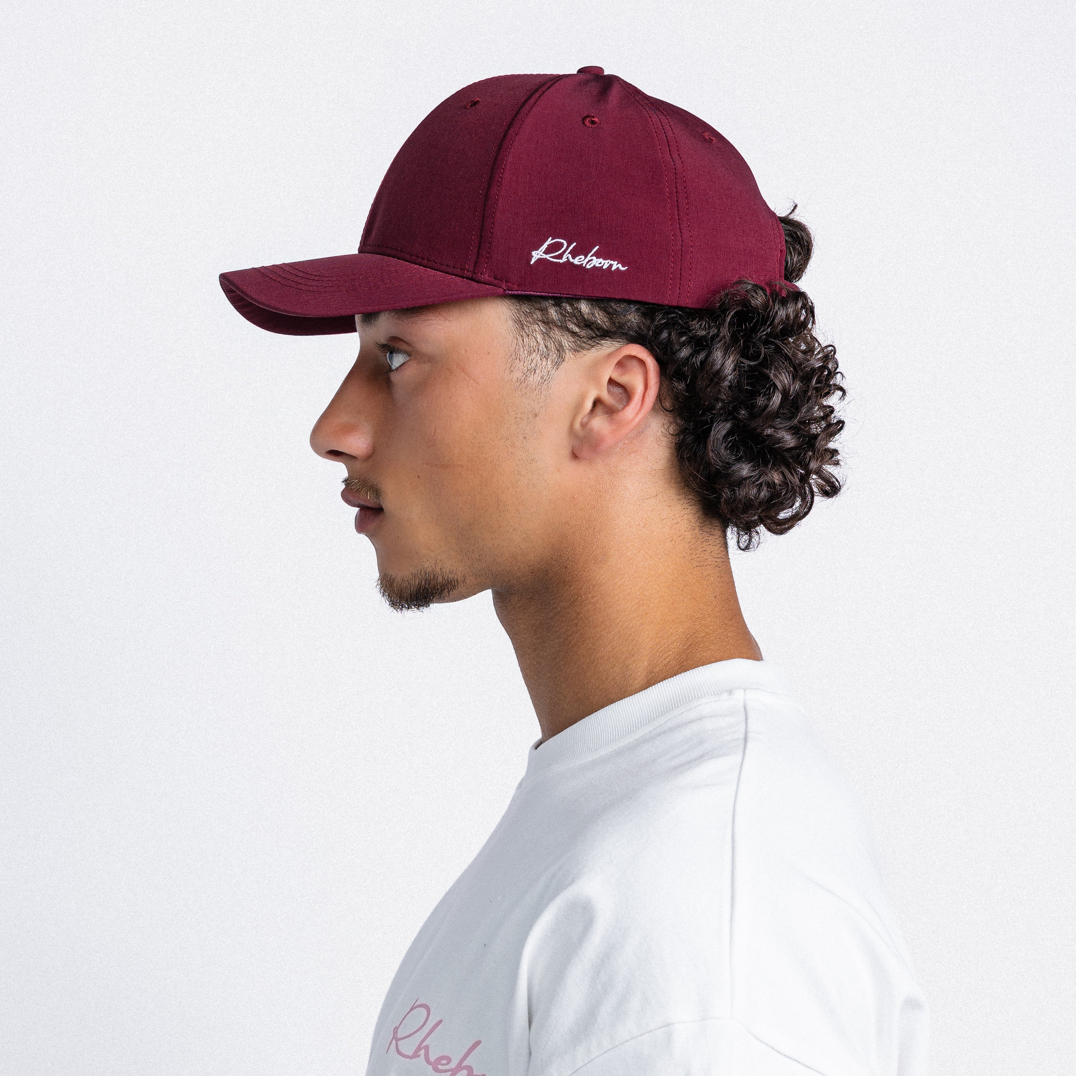 Handwritten Logo Nylon Baseball Cap in Burgundy (PRE ORDER)