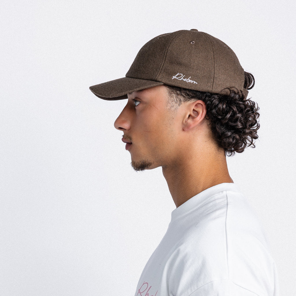 Handwritten logo wool baseball cap in Brown (PRE ORDER)
