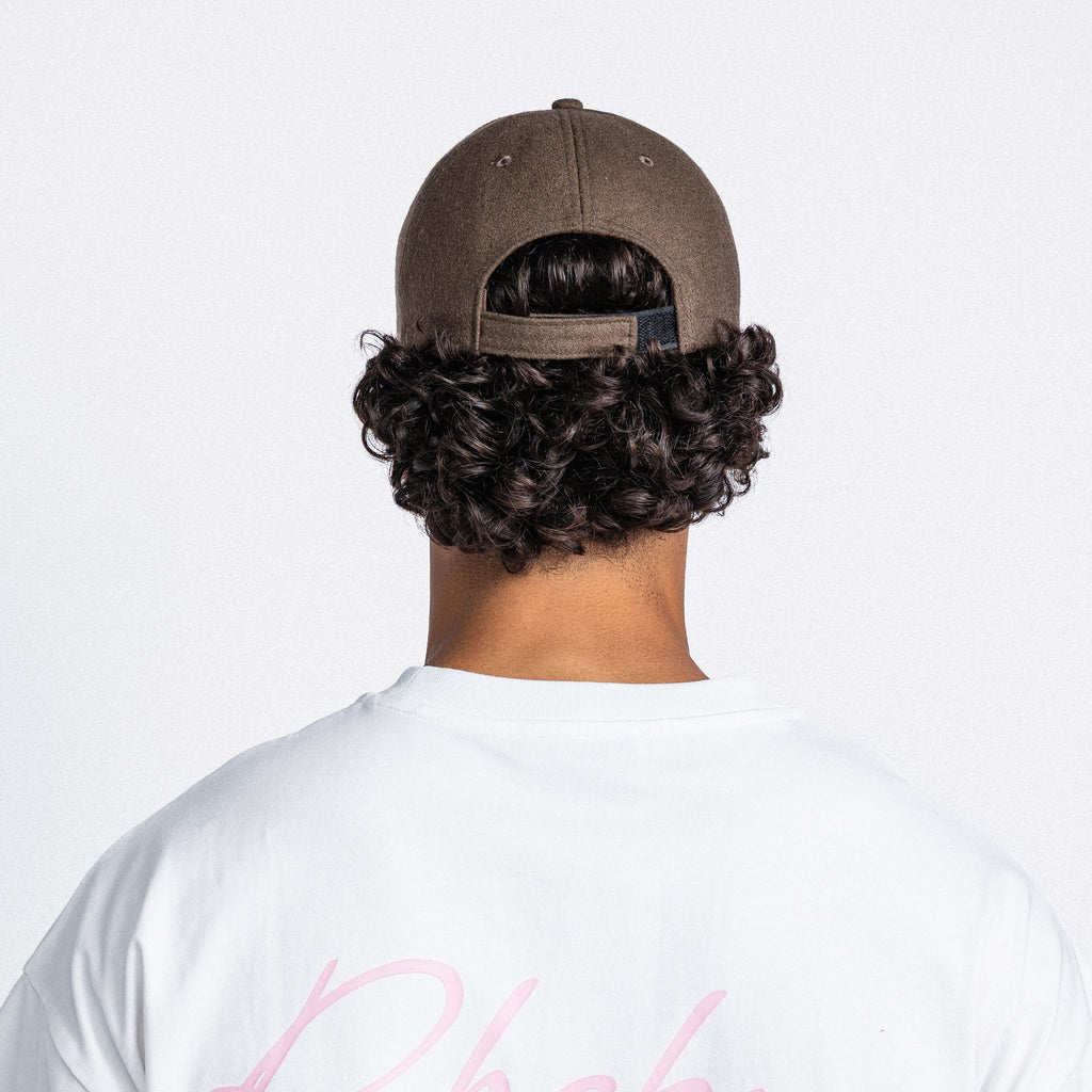 Handwritten logo wool baseball cap in Brown (PRE ORDER)