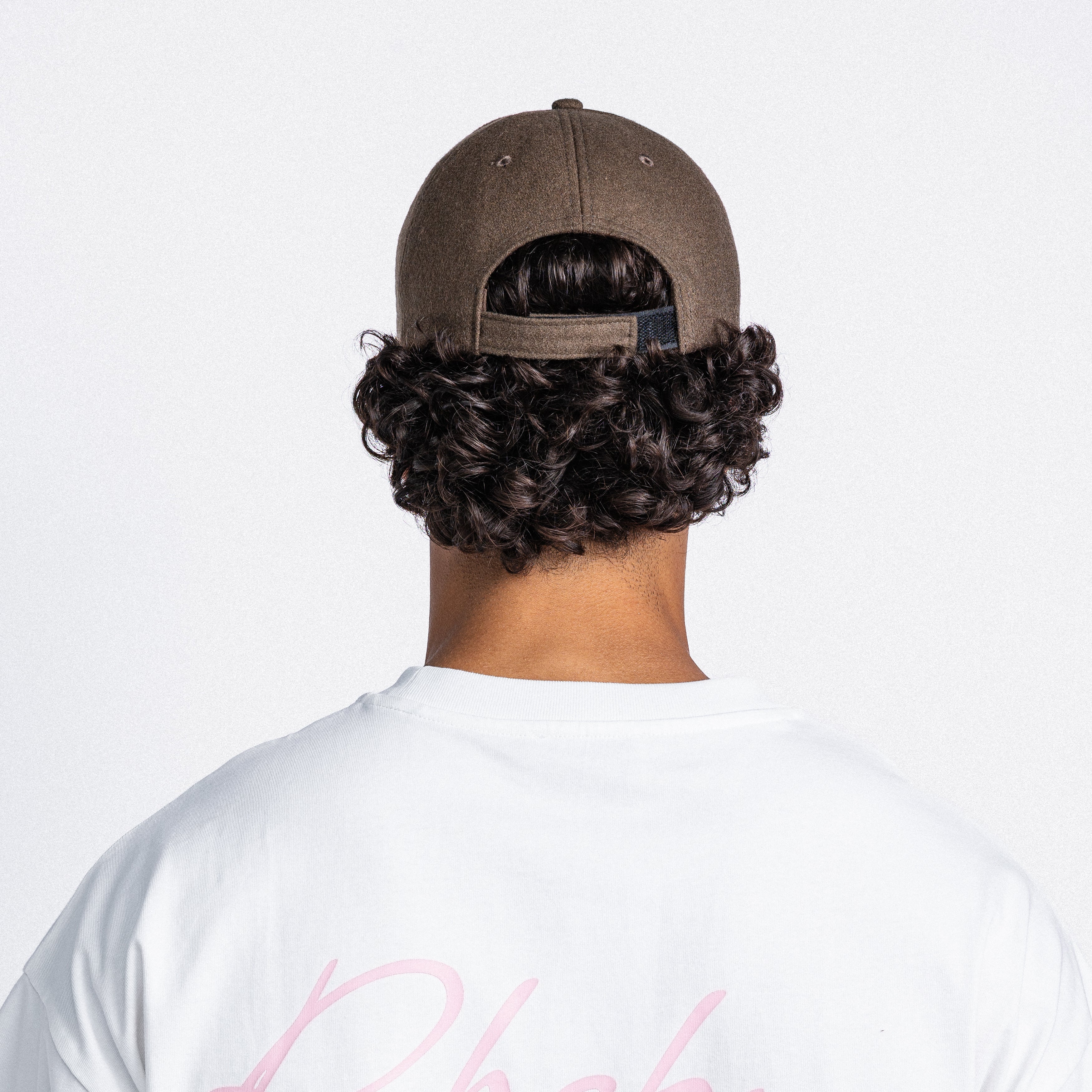 Handwritten Logo Wool Baseball Cap In Brown