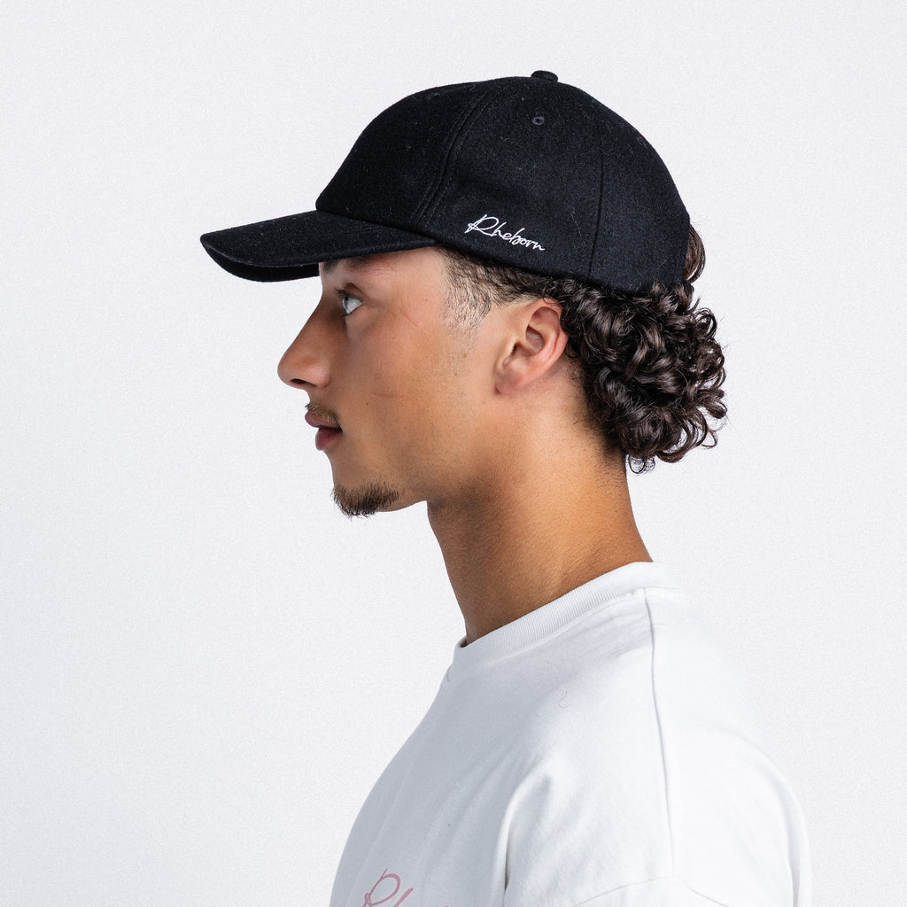 Handwritten logo wool baseball cap in Black (PRE ORDER)