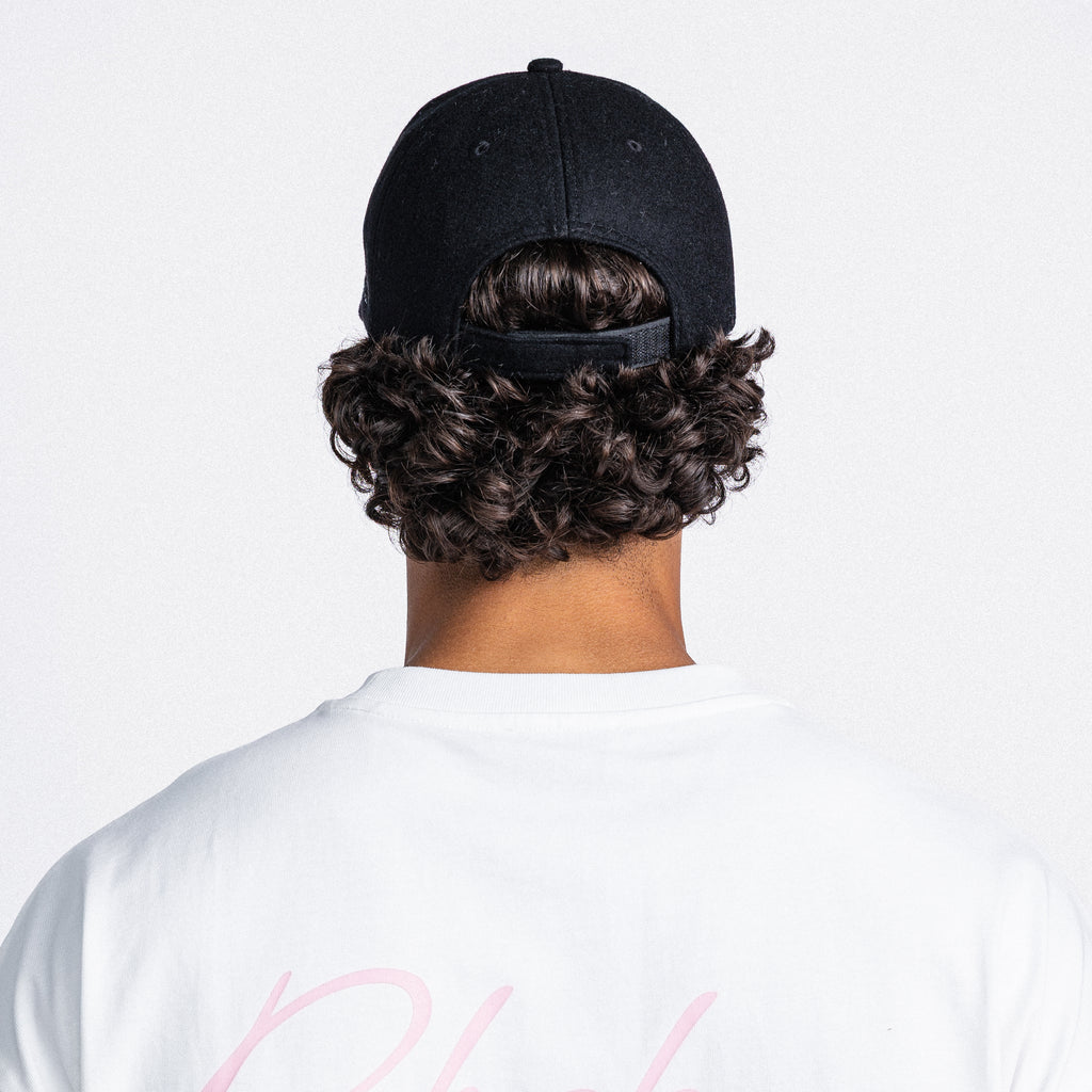 Handwritten logo wool baseball cap in Black (PRE ORDER)