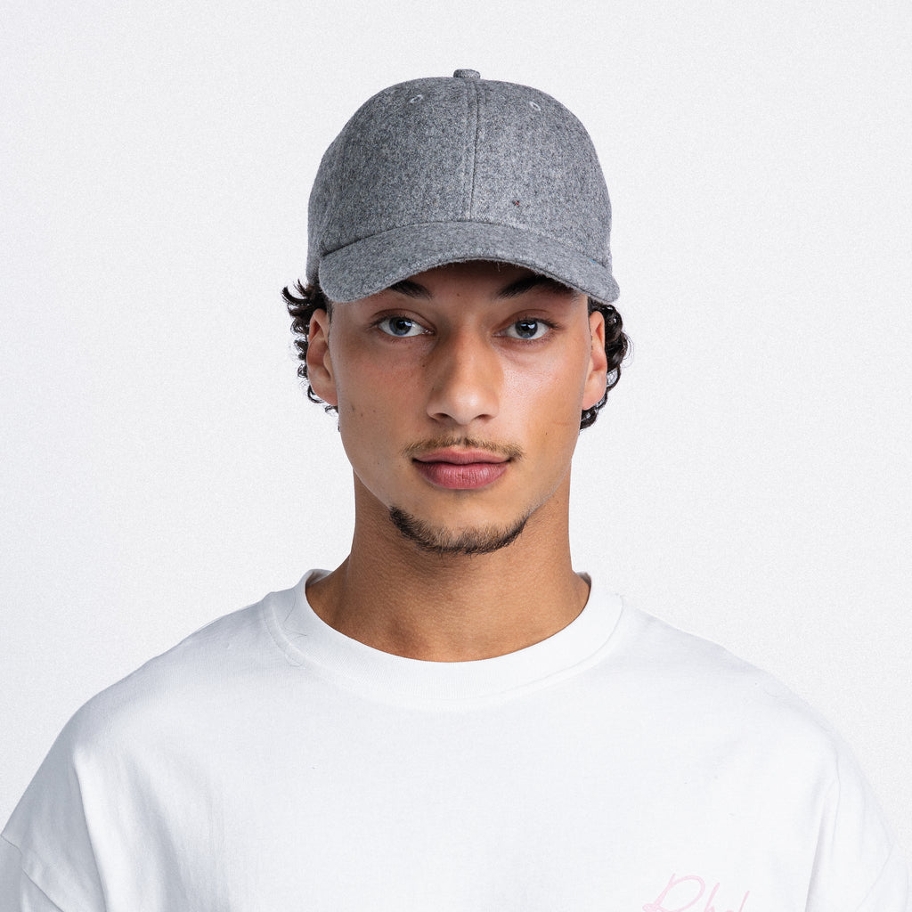Handwritten logo wool baseball cap in grey