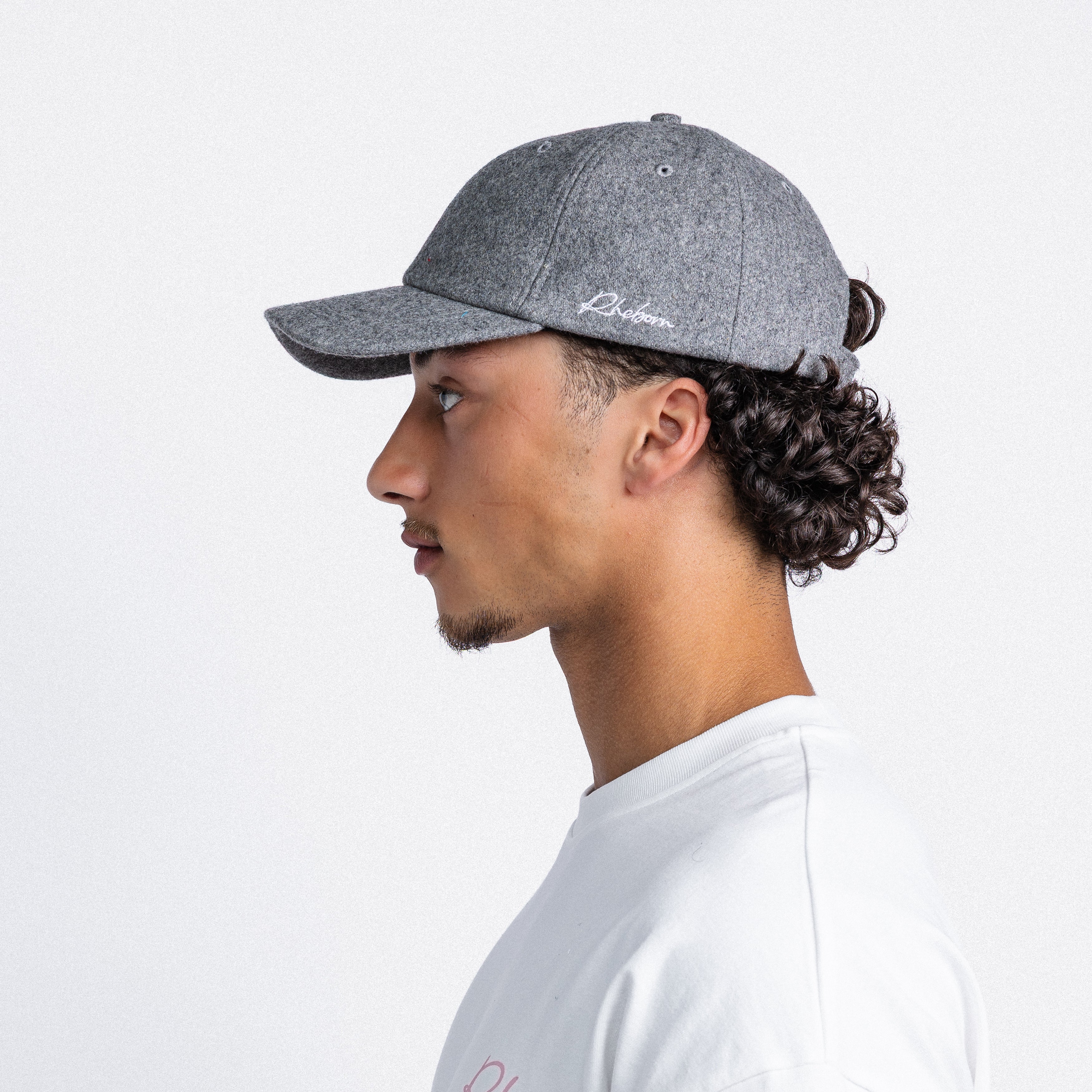 Handwritten logo wool baseball cap in grey