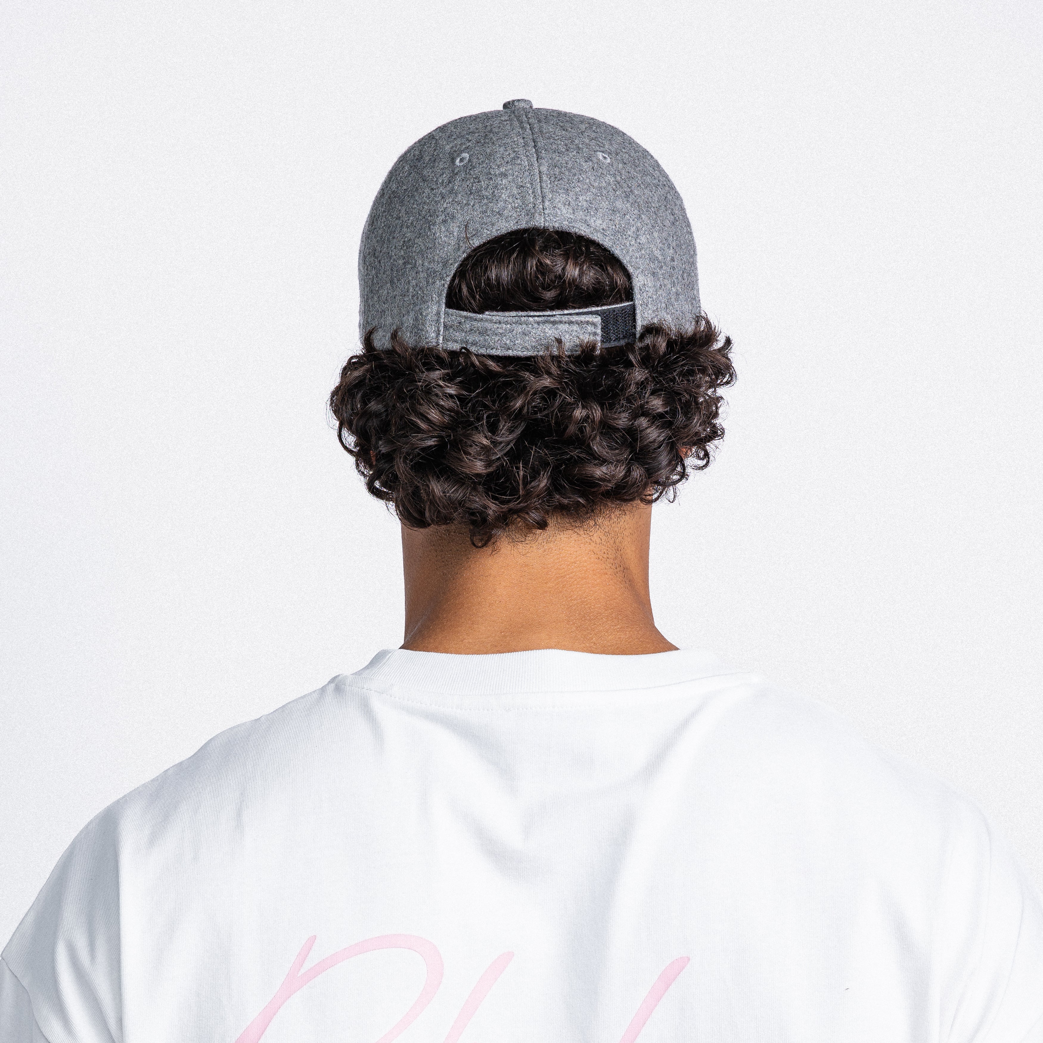 Handwritten logo wool baseball cap in grey