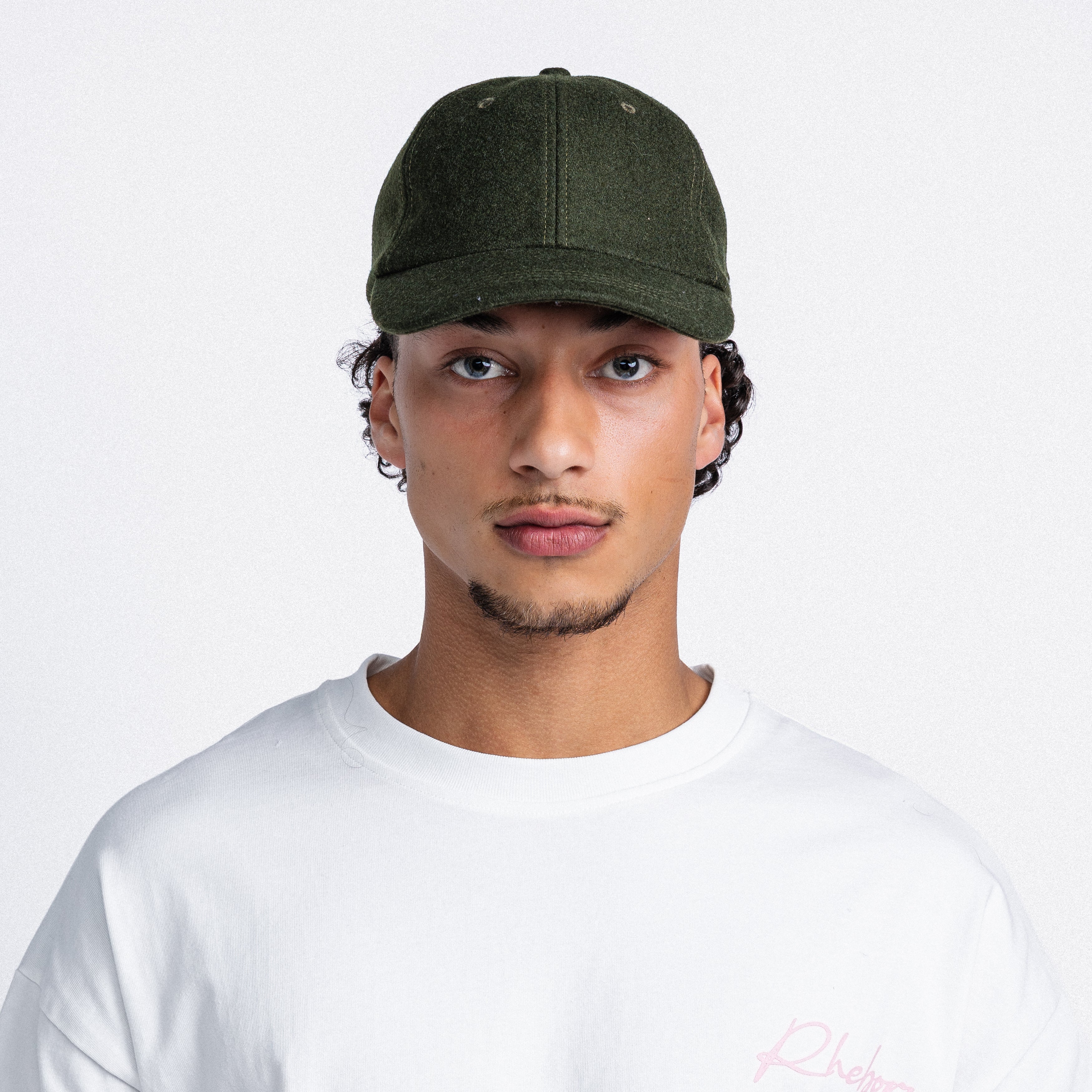 Handwritten Logo wool Baseball Cap In Dark Green (PRE ORDER)