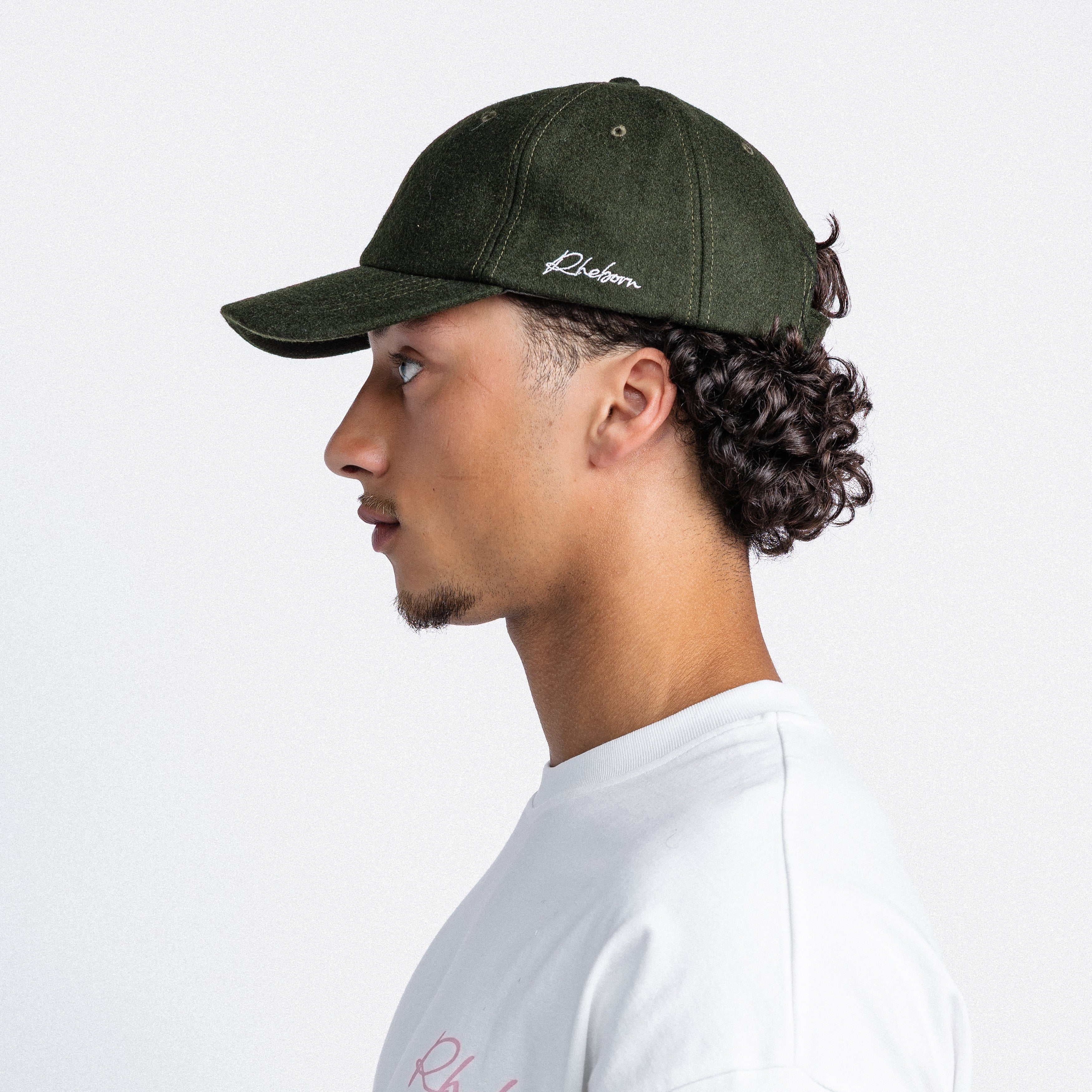 Handwritten Logo wool Baseball Cap In Dark Green (PRE ORDER)