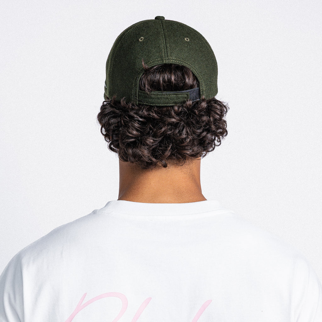 Handwritten Logo wool Baseball Cap In Dark Green (PRE ORDER)