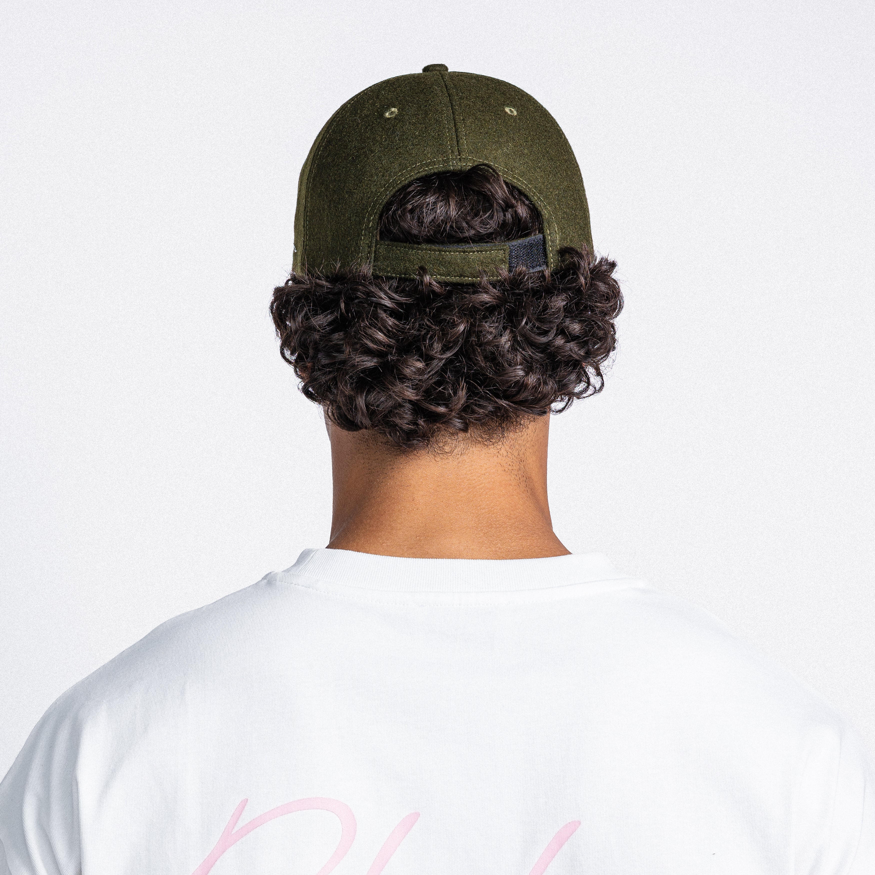 Handwritten logo wool baseball cap in Army Green (PRE ORDER)