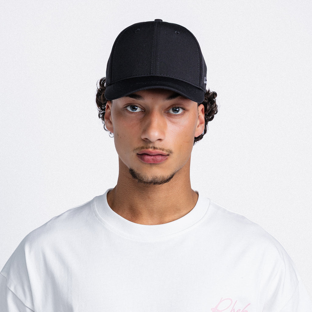 Handwritten Logo Nylon Baseball Cap in Black
