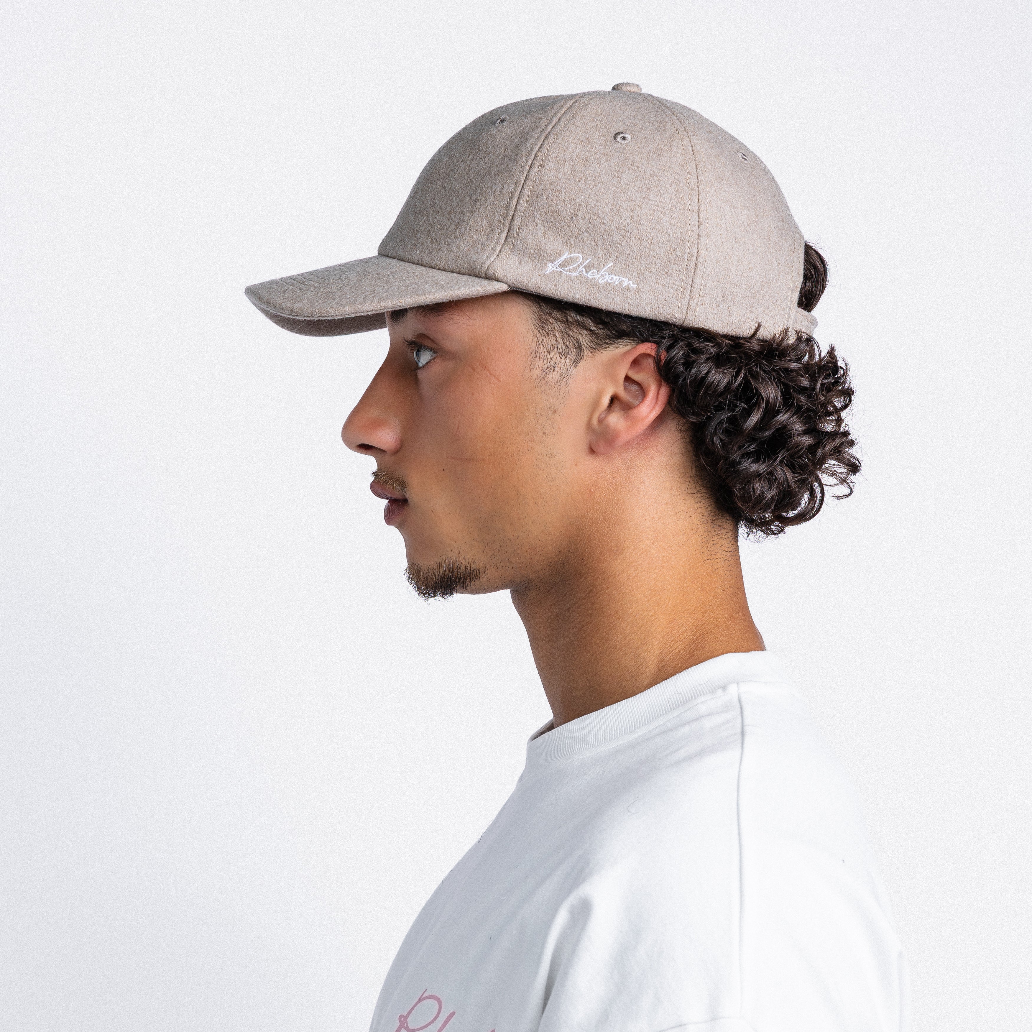 Handwritten Logo Wool Baseball Cap In Sand