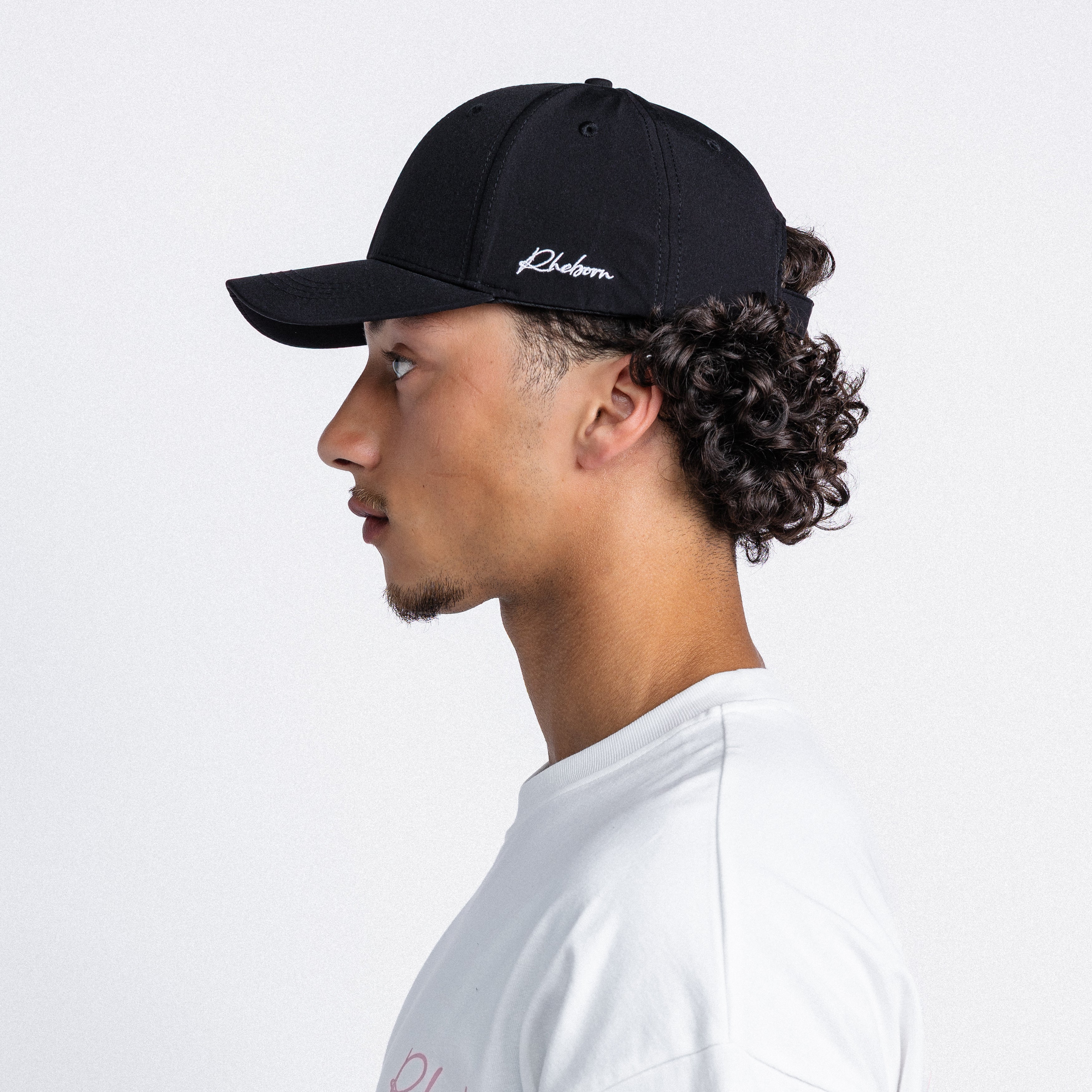 Handwritten Logo Nylon Baseball Cap in Black