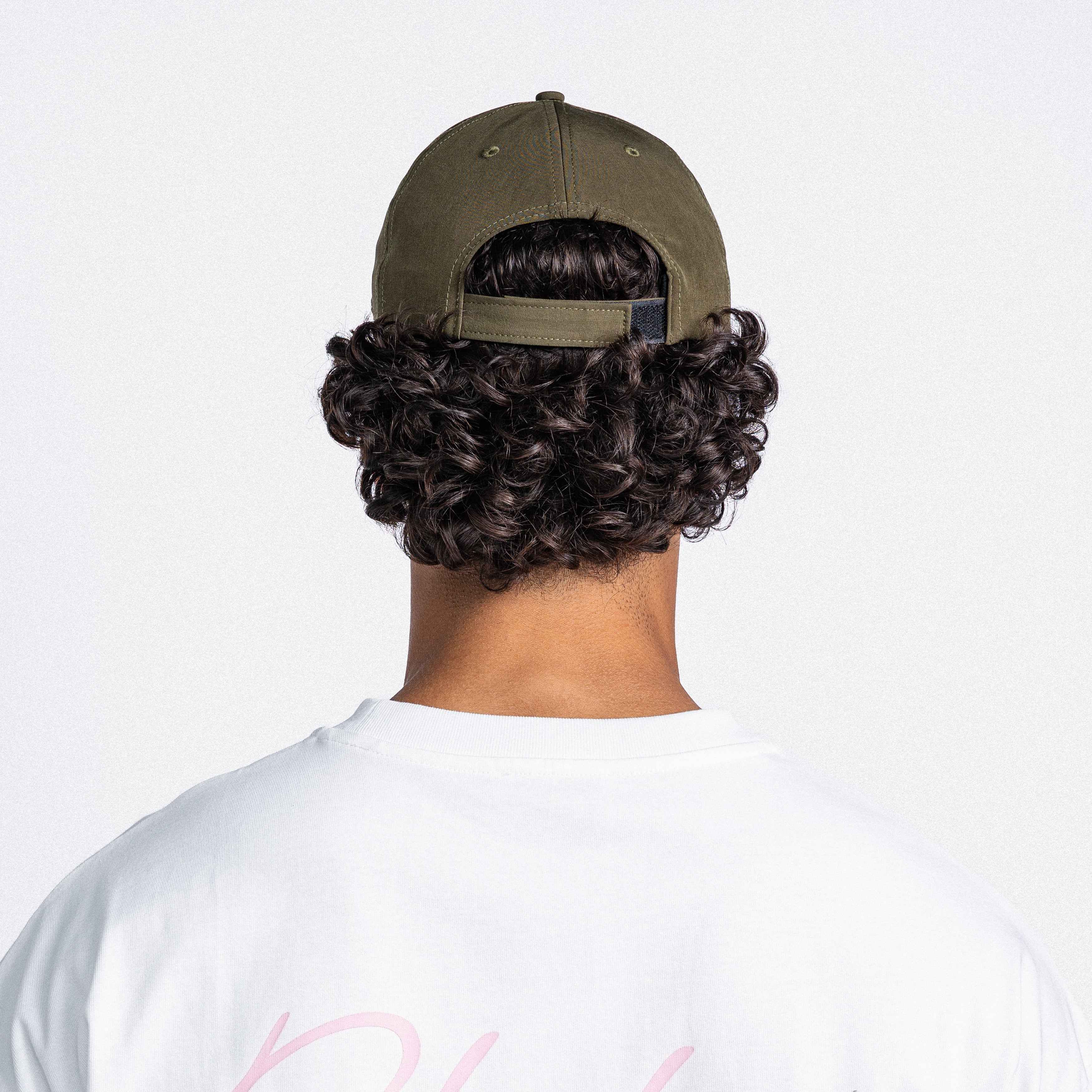 Handwritten Logo Nylon Baseball Cap in Army Green