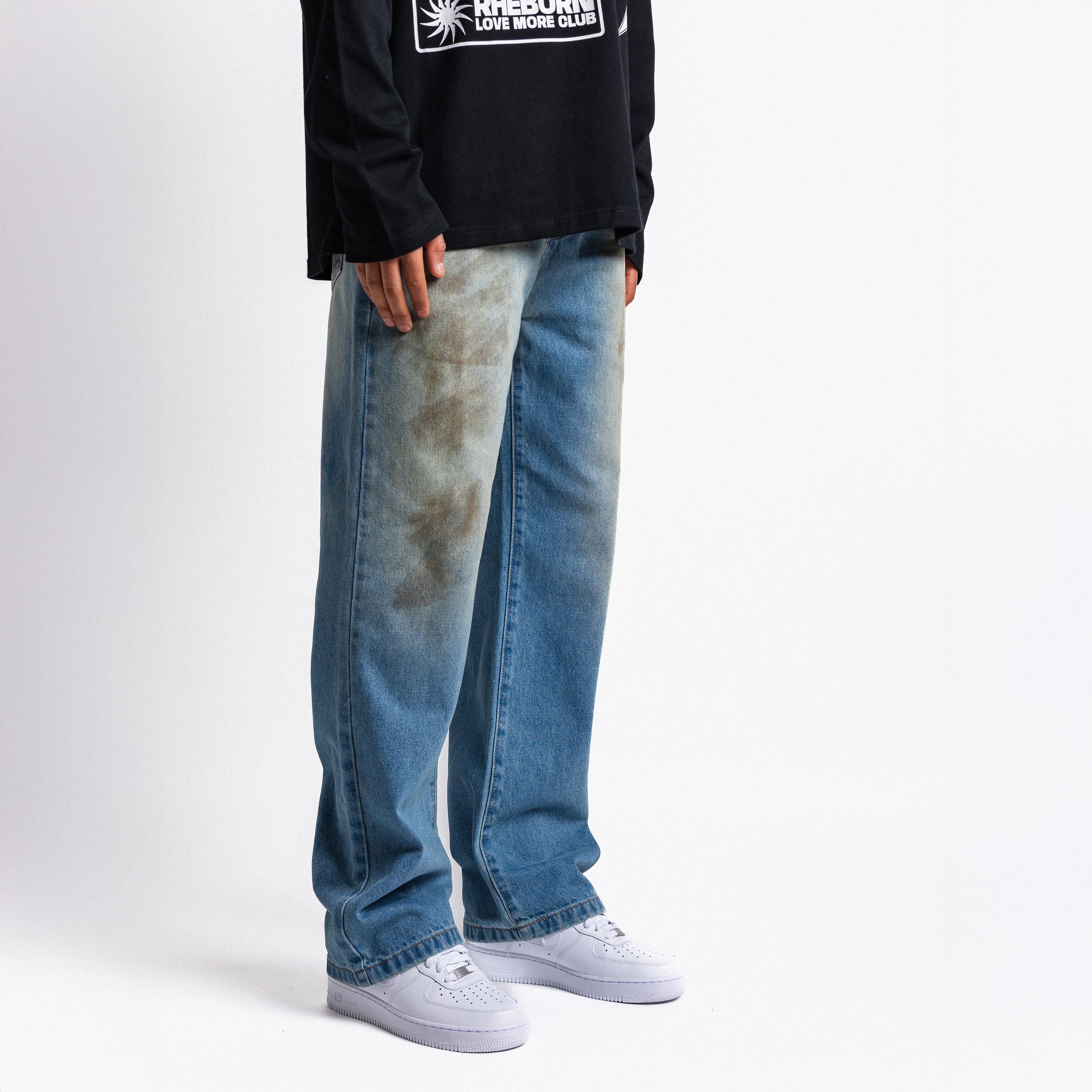 Dirty Washed Straight Leg Jeans