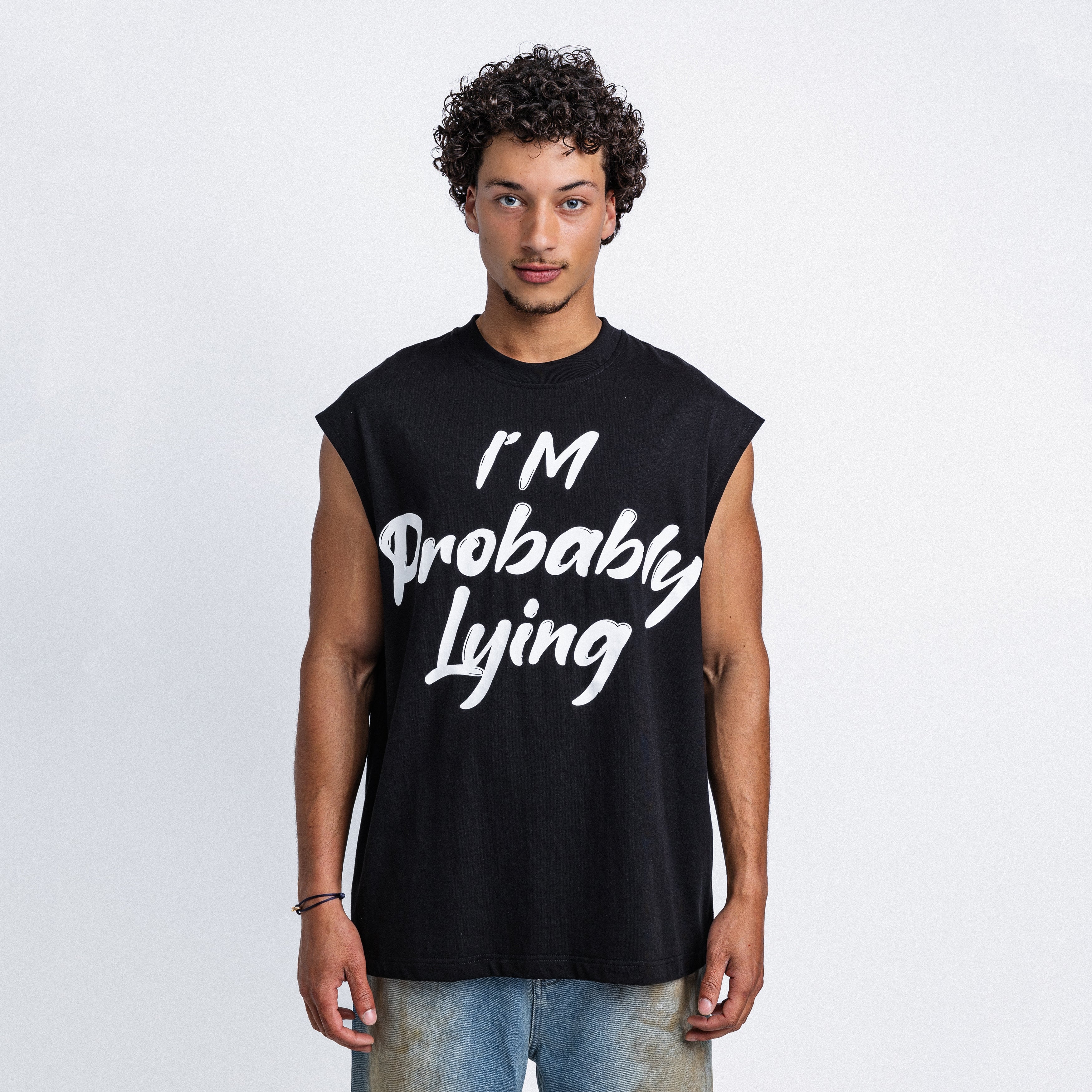 I'M Probably Lying Sleeveless Tee Black
