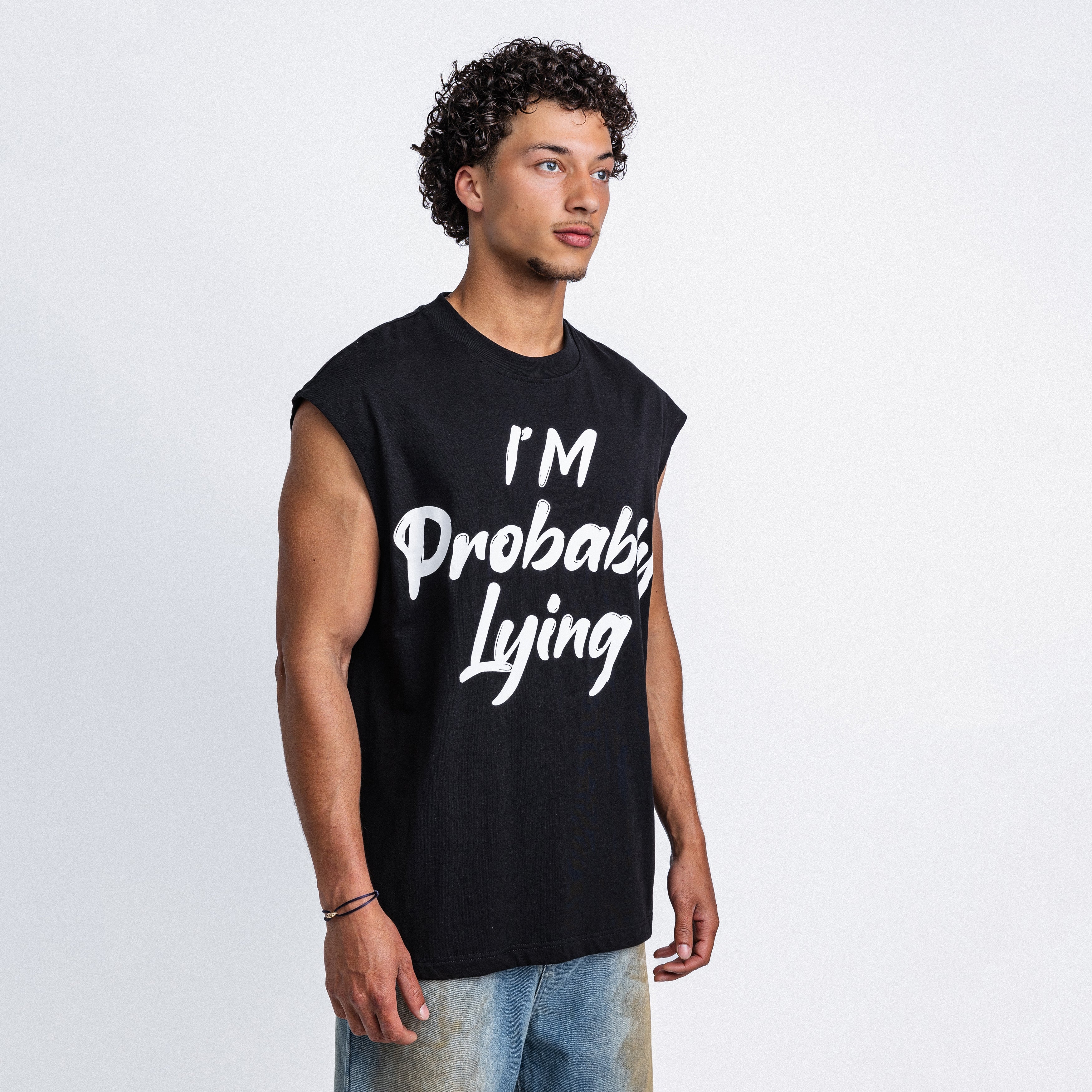 I'M Probably Lying Sleeveless Tee Black
