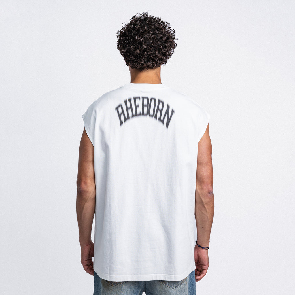 Blurry Forever Or Never Sleeveless Tee White