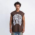 Blurry Forever Or Never Sleeveless Tee Dark Brown
