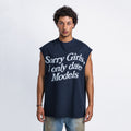 I Only Date Models Sleeveless Tee Navy