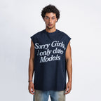 I Only Date Models Sleeveless Tee Navy