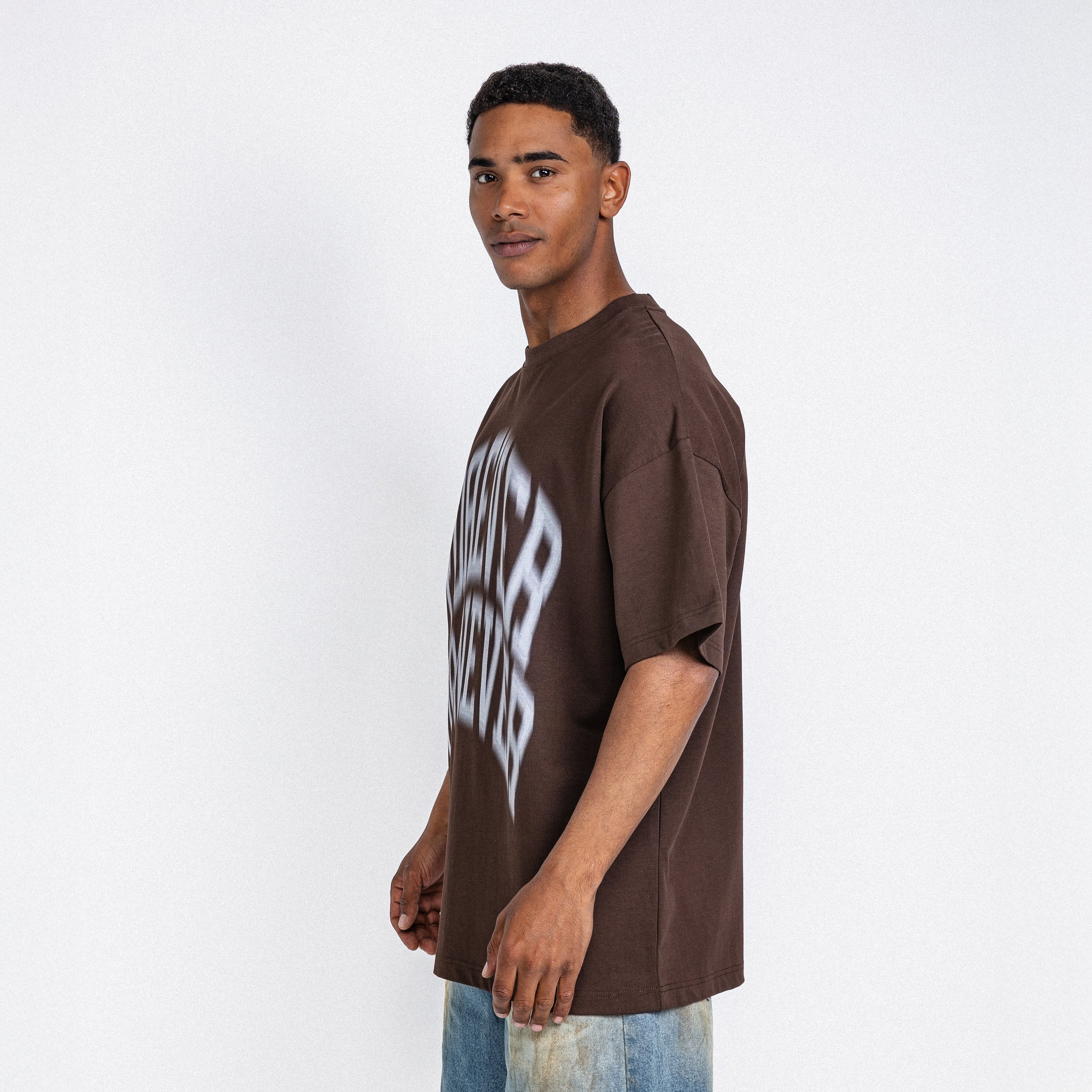 Blurry Forever Or Never Tee Dark Brown - White