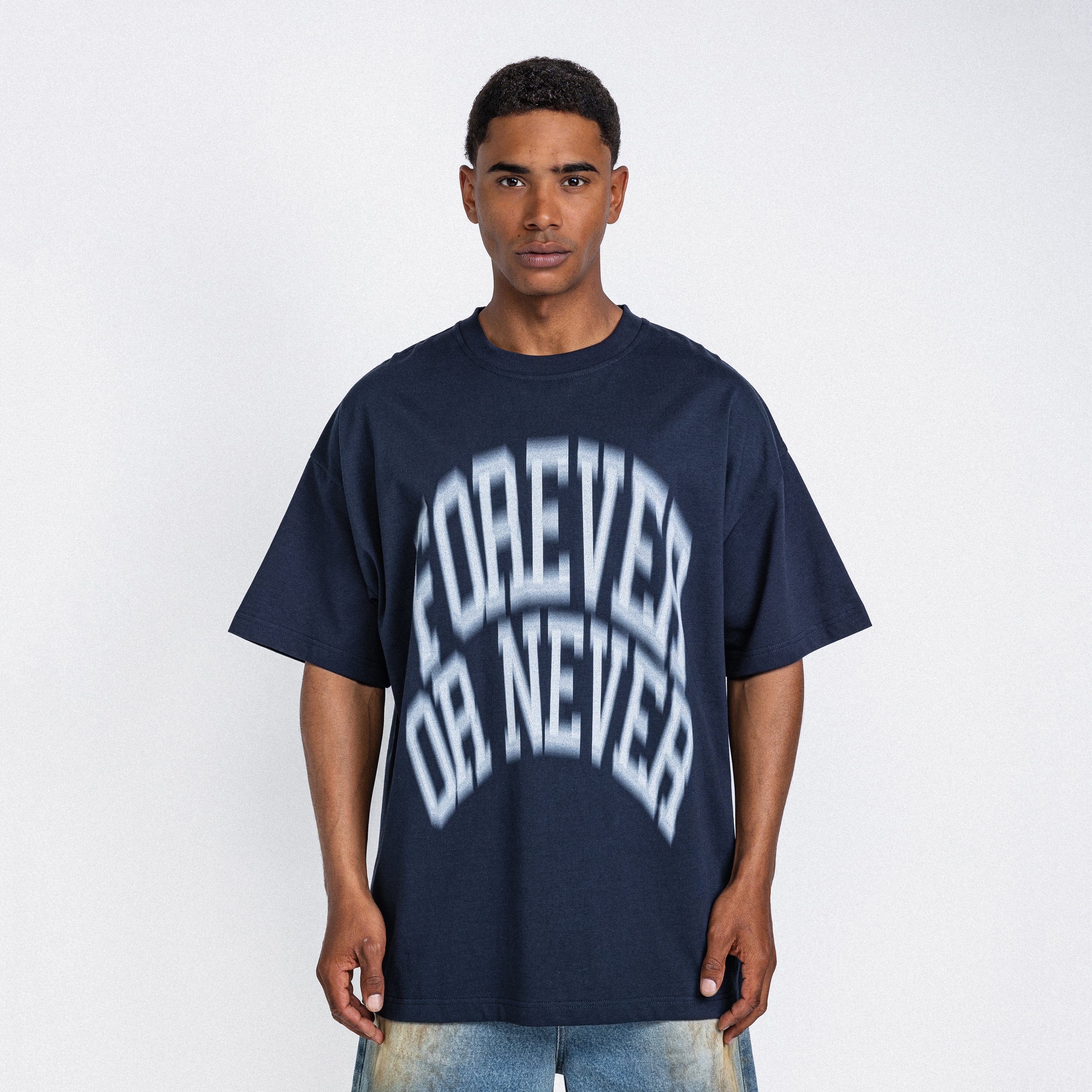 Blurry Forever Or Never Tee Navy - White