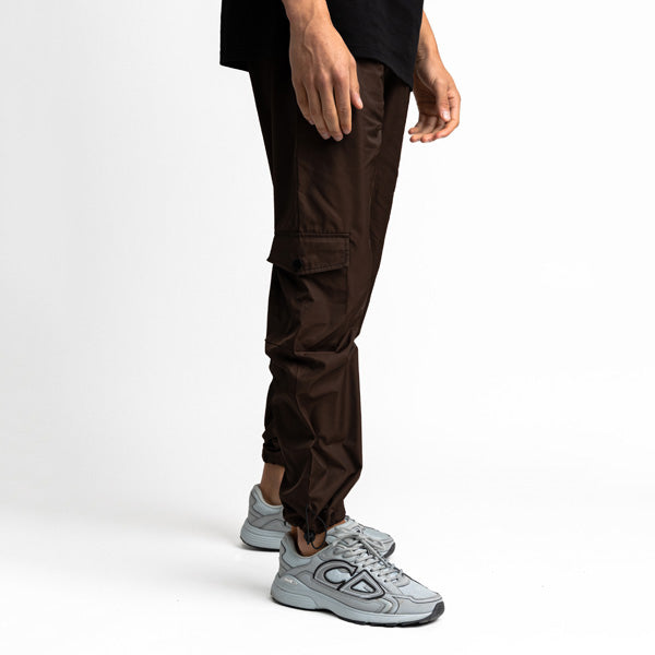 Raincoat Fabric Cargo Pants Dark Brown