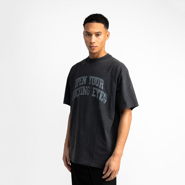Blurry Open your fucking eyes tee vintage black